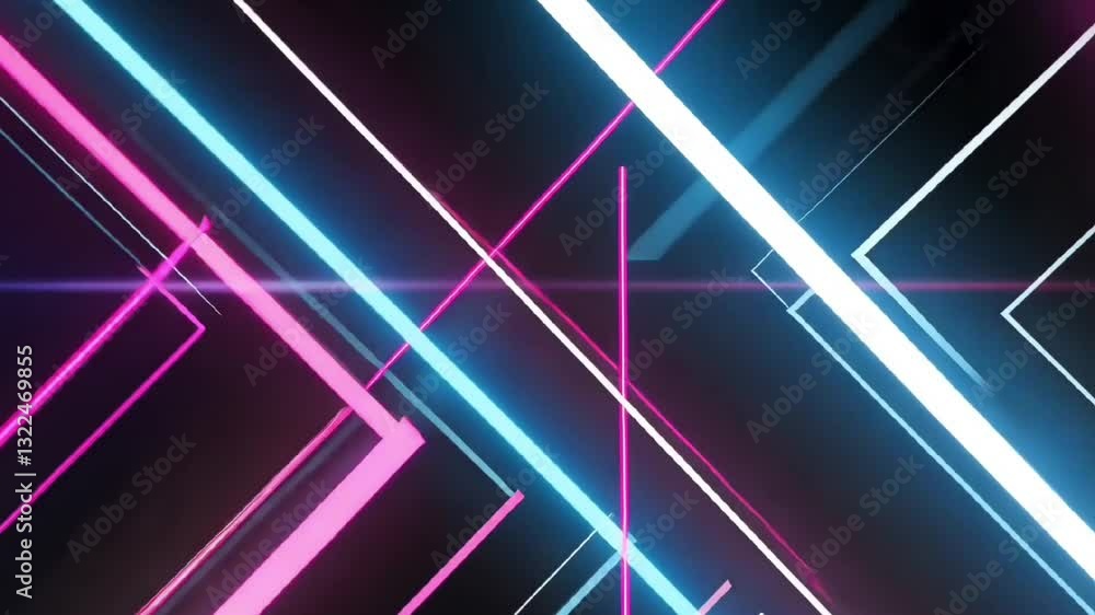 Poster abstract futuristic neon light lines in pink and blue colors creating a digital sci fi effect with g
