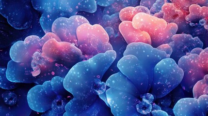 Abstract fractal underwater coral reef with glowing vibrant colors detail