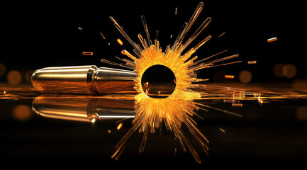 Close-up of a shattered bullet hole in glass, isolated against a white background. High-resolution stock photo capturing intricate cracks and impact details, perfect for security, and destruction