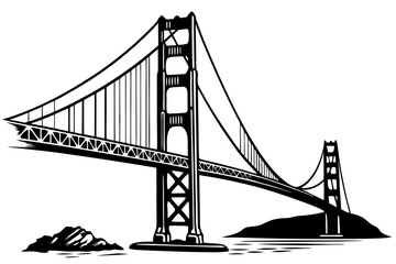 Vector Illustration of the Golden Gate Bridge in Iconic Style