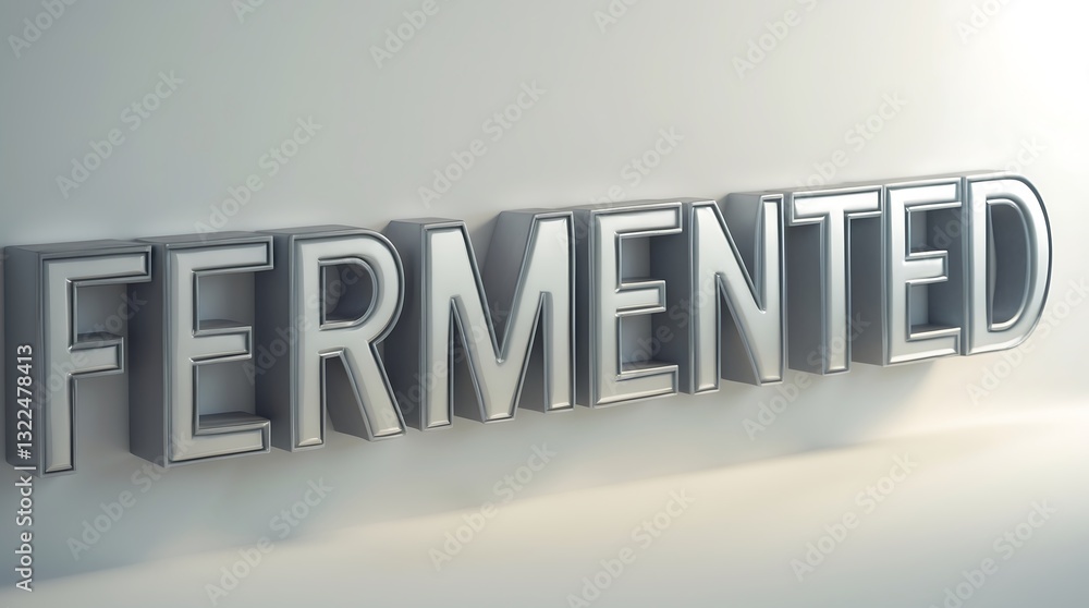Poster text displaying the word fermented in bold letters against a soft backdrop