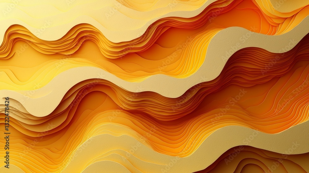 Poster an abstract design featuring folded paper with a vibrant yellow background and a paper maze. created