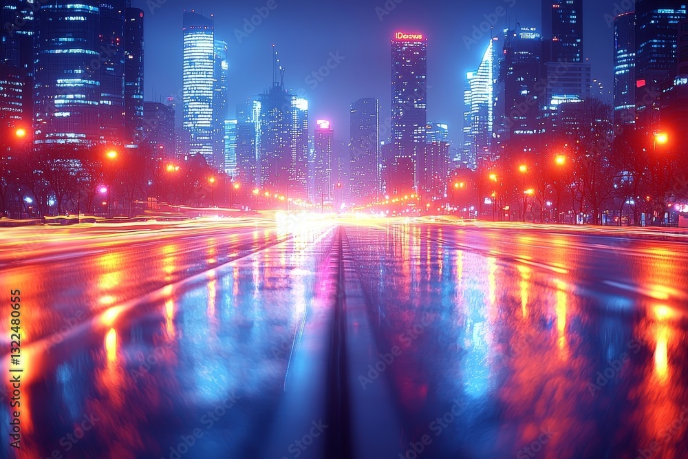 Poster advancing motion blur background with light trails