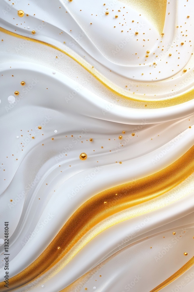 Aufkleber abstract design featuring flowing white and gold waves, creating a luxurious and elegant background 