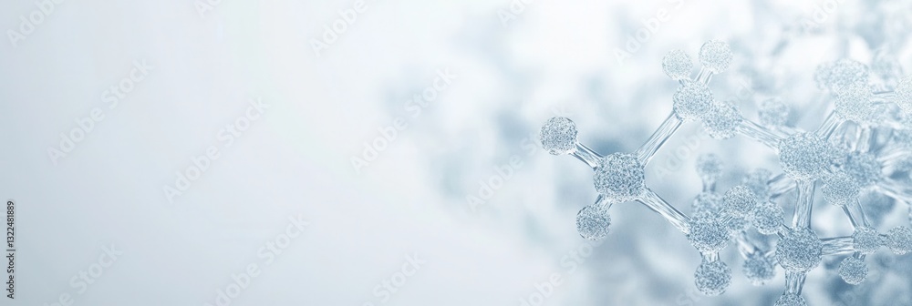 Poster abstract molecular structures in light blue tones create a scientific atmosphere suitable for resear