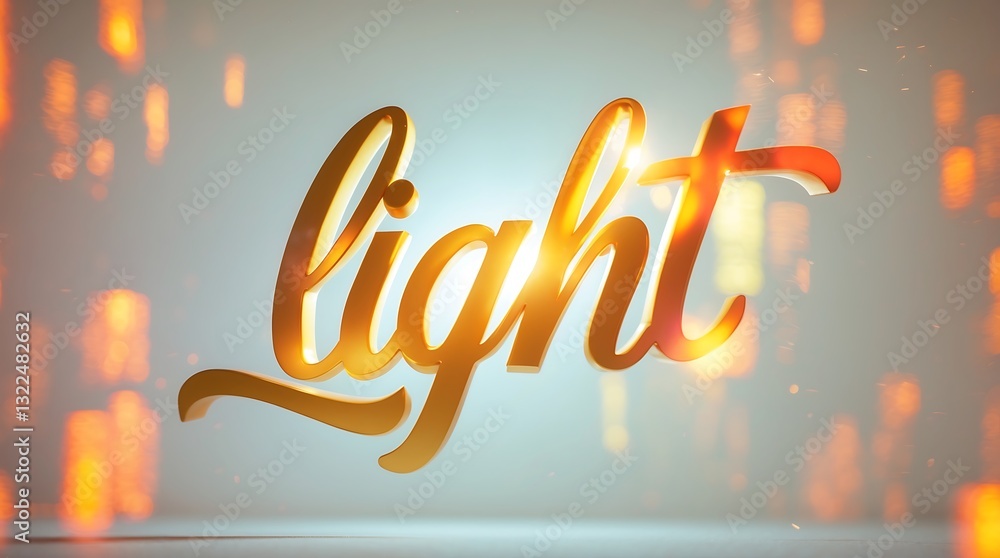 Aufkleber typography of the word light with glowing elements in a modern design setting