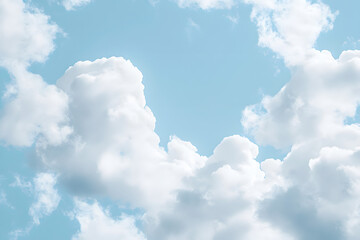 Cumulus clouds in the blue sky.