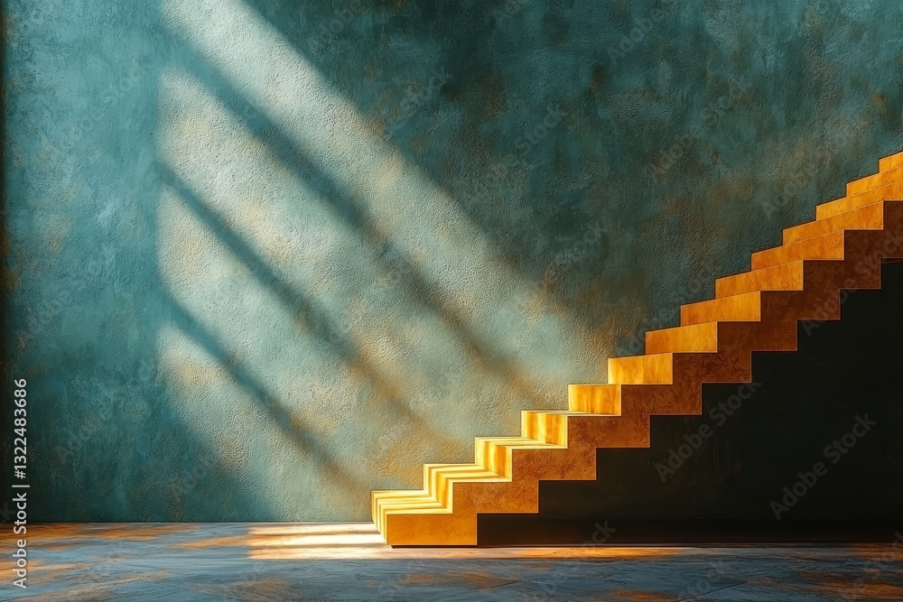 Aufkleber direct sunlight bathes an abstract geometric background in shades of green and yellow, showcasing an