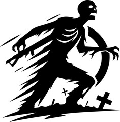 Fototapeta premium vector sketch silhouette illustration icon logo symbol mascot zombie hunter human 