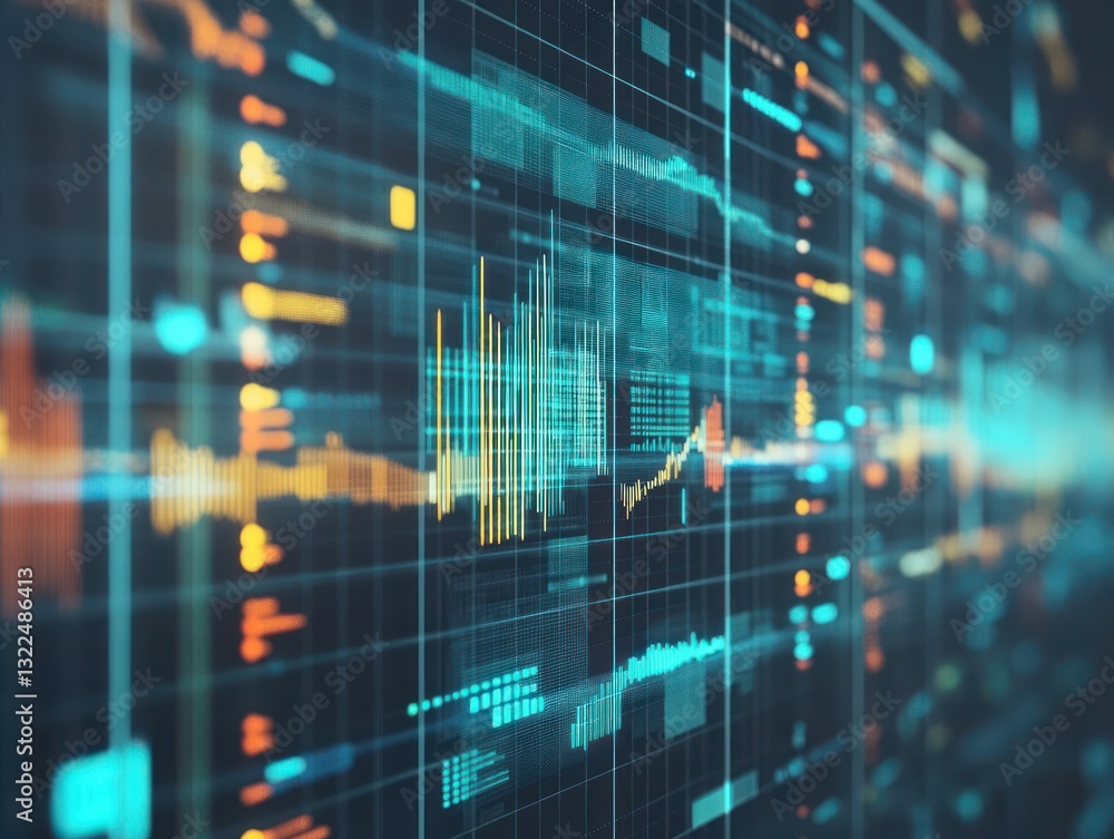 Aufkleber abstract digital data visualization with vibrant colors