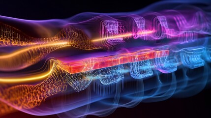 Obraz premium High resolution visualization of thermoelectricity interwoven layers and symbolic pathways for heat to electricity conversion