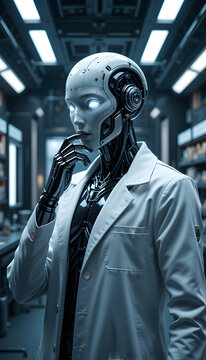 "Futuristic Humanoid Robot Scientist in High-Tech Laboratory &ndash; AI Concept Art"