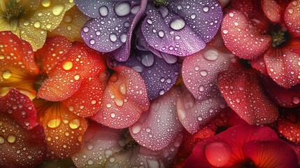 Dew-Kissed Flora: Capturing the Intricate Beauty of Water Droplets on Vibrant Flowers. Water drops on flowers.