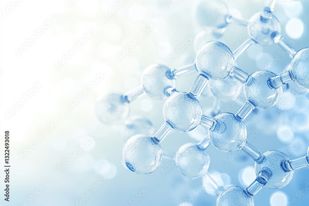 Fototapete abstract molecular structures with a sterile background emphasizing scientific concepts in light blu