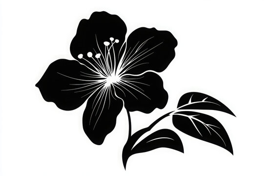 Azalea flower silhouette vector, Azalea silhouette, Azalea silhouette black clipart 
