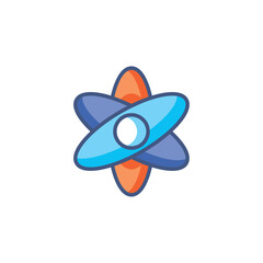 Colorful vector illustration of an atomic model symbol representing science, technology, and innovation