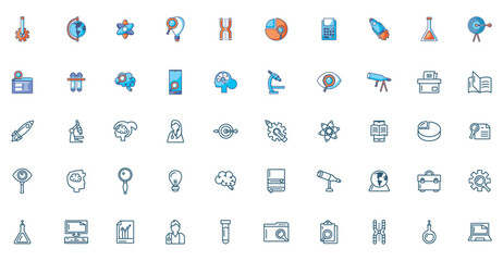 Set of research vector icons with white background