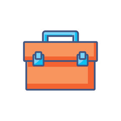 Vector illustration of a professional orange briefcase or toolbox symbolizing business, career, or tools and resources concept