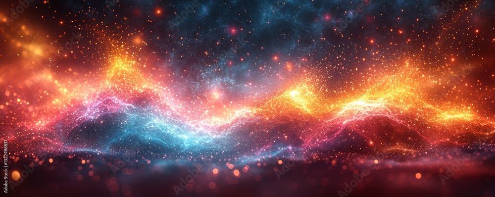 Poster an enchanting abstract artwork of bright and dynamic lightning bolts illuminating a dark background