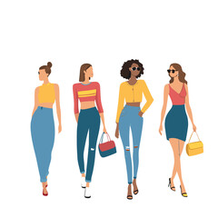 Fototapeta premium Trendy Fashion Illustration – Stylish Women in Modern Casual Outfits