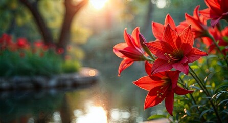 Golden Sunlight and Vibrant Lilies: A Garden Serenade