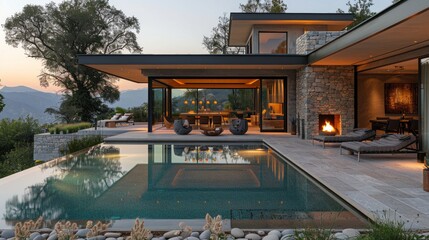 Minimalistic Mountain Villa with Heated Pool and Outdoor Kitchen Facilities