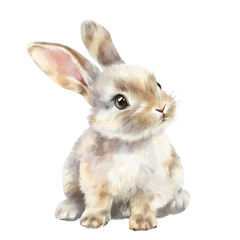 Fototapeta premium A cute little rabbit, vector illustration, hand-drawn style, white background, beige color scheme