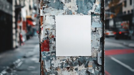 Mockup of a White Paper or Sticker Poster on a Sidewalk Wall for Promotional Announcements