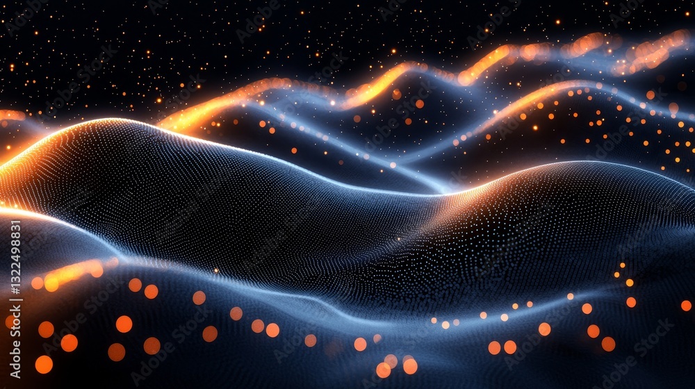 Poster connected dots and lines form an abstract design. ai technology is depicted through these connection