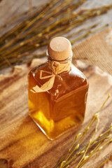 A bottle of herbal tincture with young willow branches and buds