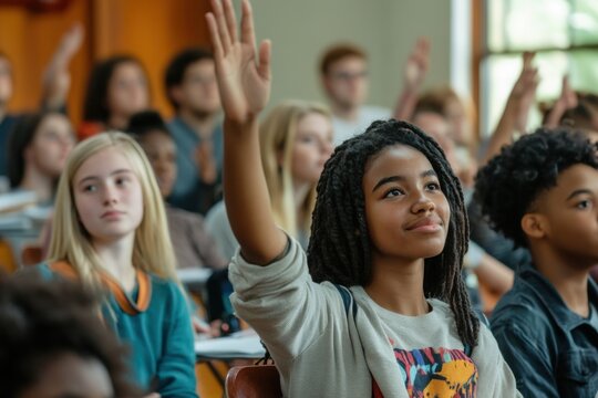 Diverse Students Engaged in Classroom Discussion