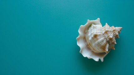 Obraz premium One single detailed seashell carefully positioned against transparent ocean background with sand