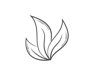 Seedling sprout with three leaves line illustration. Spring, planting and nature design element. Isolated vector image