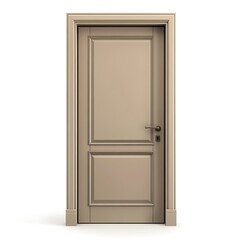 Beige closed door isolated on white background