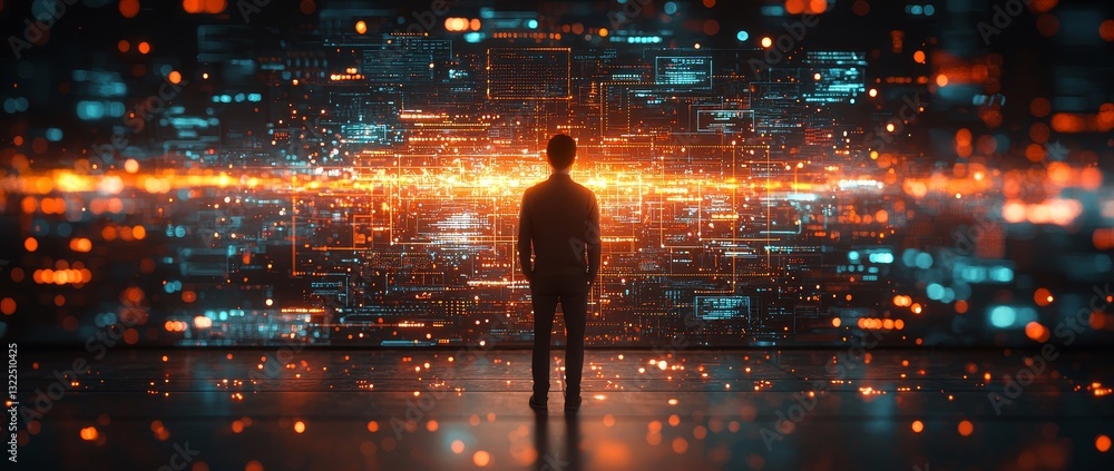 Poster in the heart of a big database server center, an it engineer specialized in high-speed data transfer