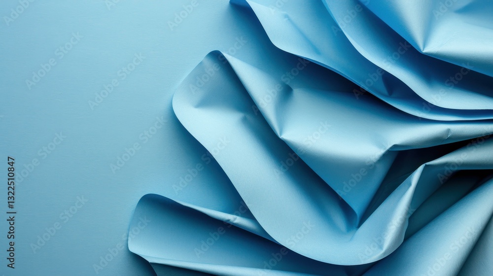 Poster a stunning flat lay of abstract blue geometry showcasing wave patterns and curved lines for a modern