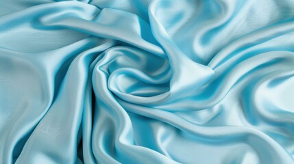 Obraz premium Elegant light blue silk satin drapery with wavy folds creates a calm and serene backdrop perfect for design projects.