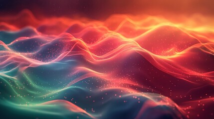 Fototapeta premium Striking Red and Green Digital Waveforms