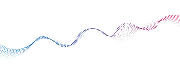 Flowing Dot Wave halftone gradient pattern on transparent background	
