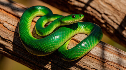 Naklejka premium close up of a green snake