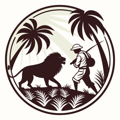 A Mesmerizing Vintage Safari Scene Set Within a Cityscape