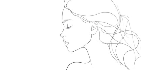 Elegant Line Art Portrait, Minimalist Female Silhouette, Aesthetic Profile Drawing, Modern Feminine Artwork