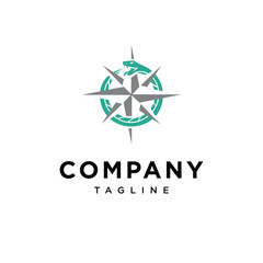 Compass and snake logo icon vector