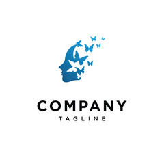 Psychology Face Butterfly Logo Icon Vector