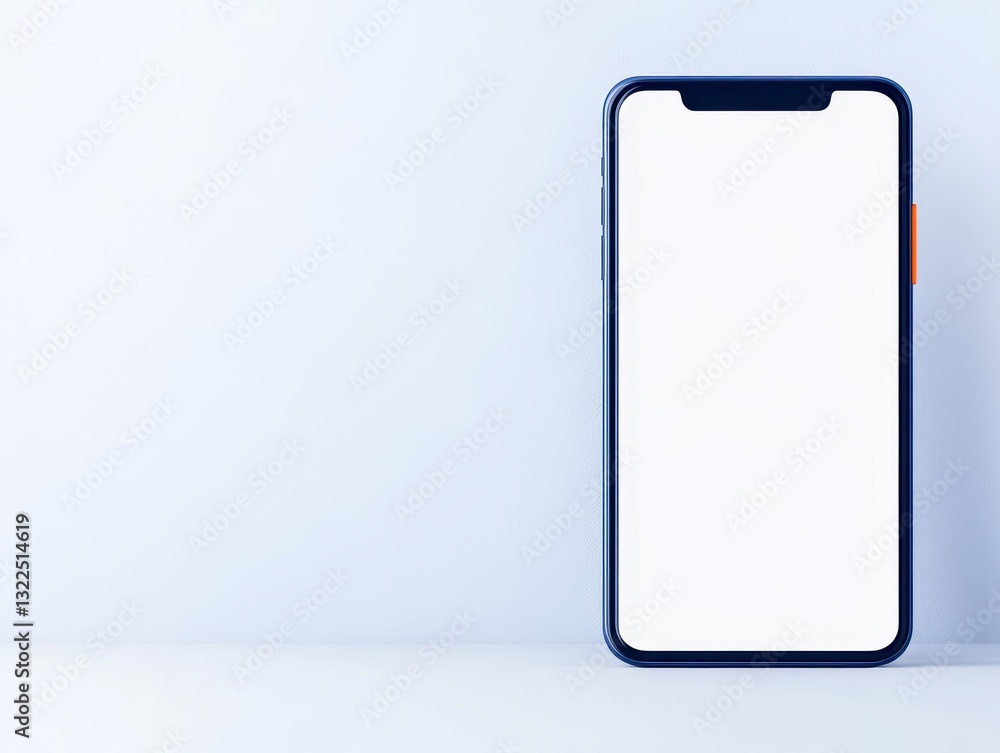 Poster modern smartphone with blank screen positioned against a minimalist background