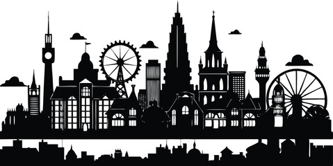 Obraz premium Iconic Landmark Silhouettes in Vector