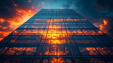 Glass facade reflection in modern building high resolution hd background