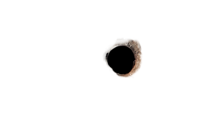Bullet hole with shattered glass, isolated on a transparent PNG background. High-resolution image capturing intricate cracks and impact details, perfect for crime, action, and destruction theme design