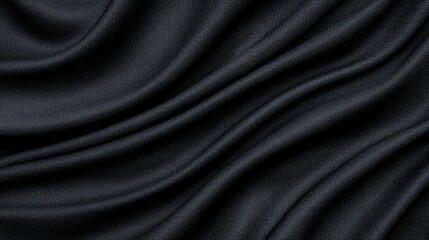 Fototapeta premium Dark fabric with soft waves and detailed textures appears smooth