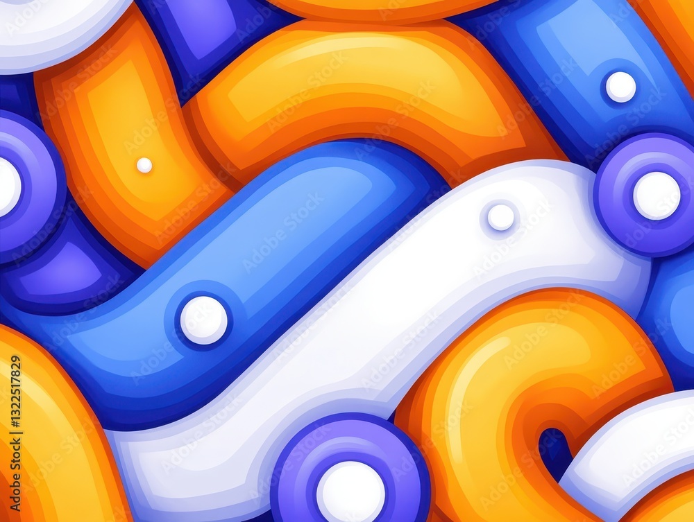 Poster colorful abstract pattern with wavy shapes and circular elements in vibrant hues
